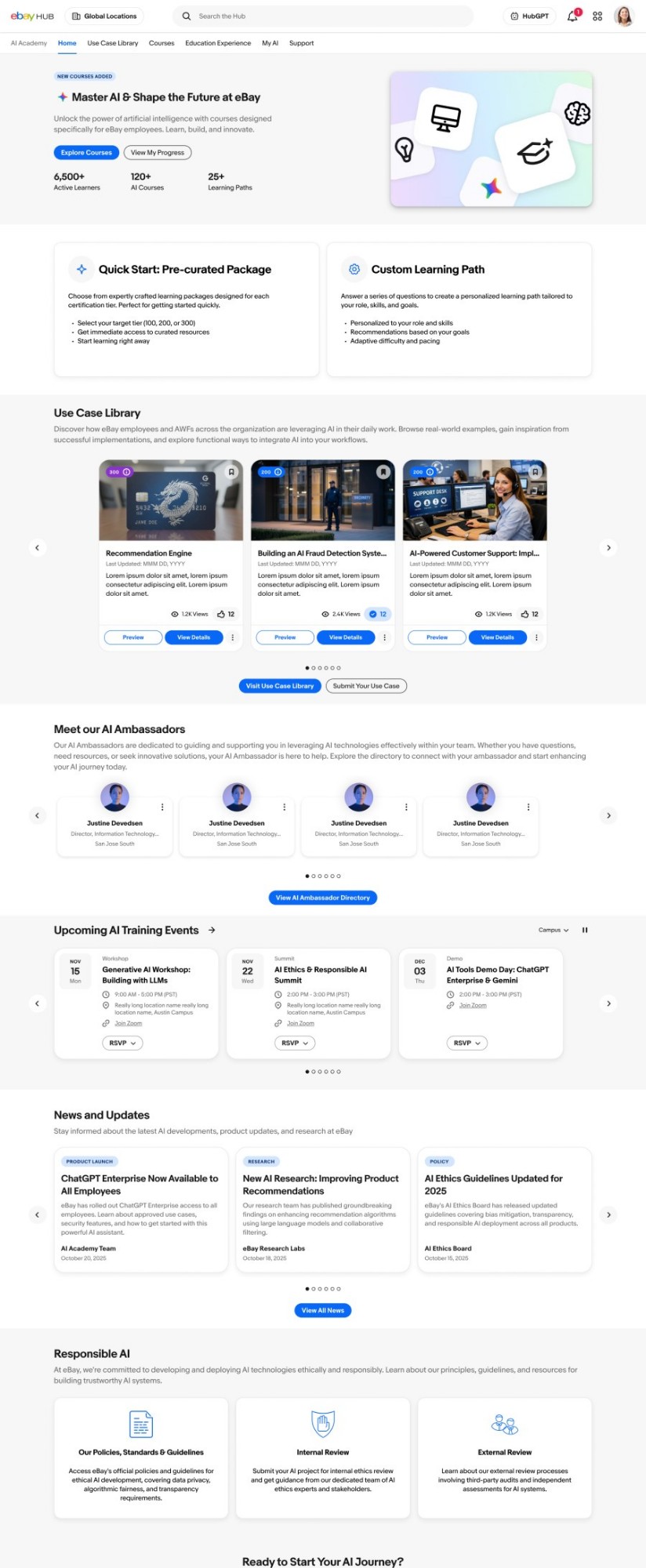 AI Academy dashboard