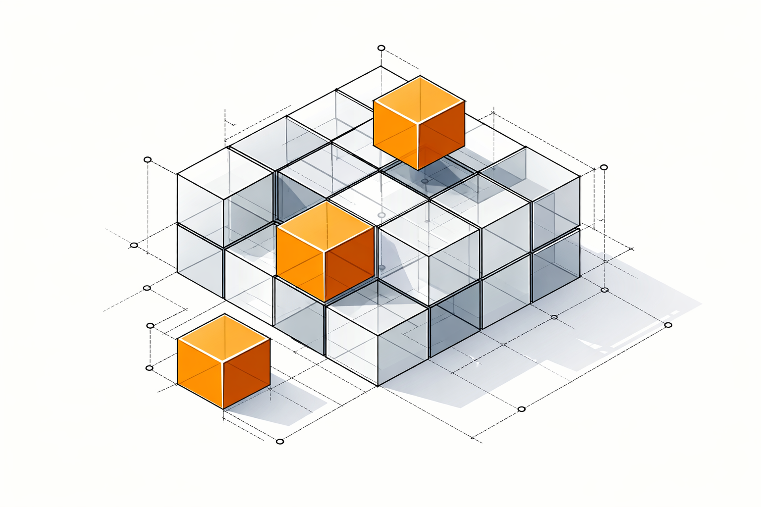 Isometric design system blocks illustration