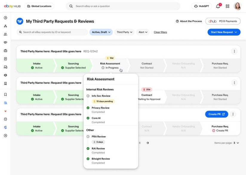 Third Party vendor analytics dashboard